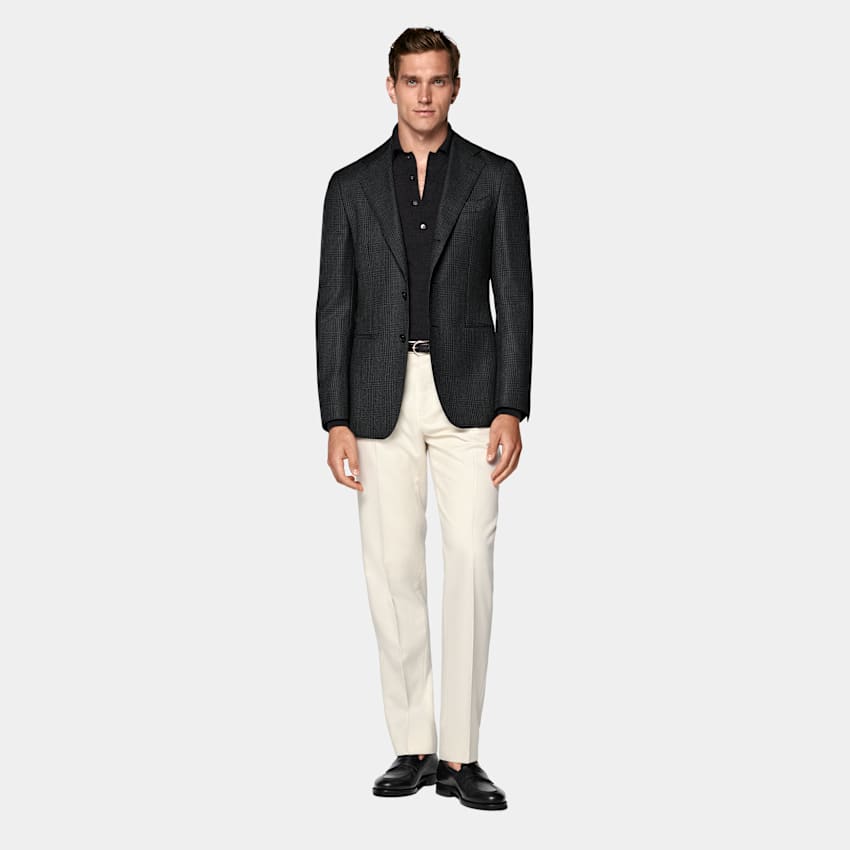 SUITSUPPLY Pure laine S130 - Drago, Italie Blazer Havana coupe Tailored gris fonc&eacute; &agrave; carreaux
