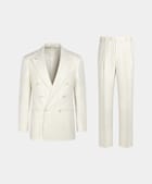 SUITSUPPLY Summer Wool Silk Linen by E.Thomas, Italy Off-White Relaxed Fit Roma Suit