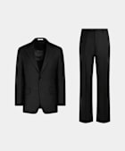 SUITSUPPLY All Season Wool Mohair by Rogna, Italy Black Relaxed Fit Roma Suit