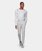 SUITSUPPLY Linen Cotton by Di Sondrio, Italy Light Grey Slim Leg Tapered Trousers