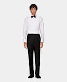 SUITSUPPLY All Season Pure S110's Wool by Vitale Barberis Canonico, Italy Black Slim Leg Straight Tuxedo Trousers
