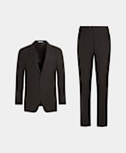 SUITSUPPLY Summer Wool Silk Linen by Rogna, Italy Dark Brown Tailored Fit Havana Suit