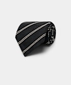 Corbata de jacquard negra a rayas