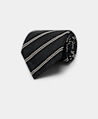 Corbata de jacquard de rayas azul marino