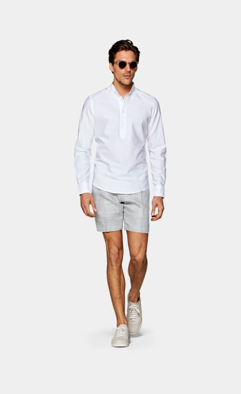 SUITSUPPLY  White Washed Oxford Slim Fit Popover