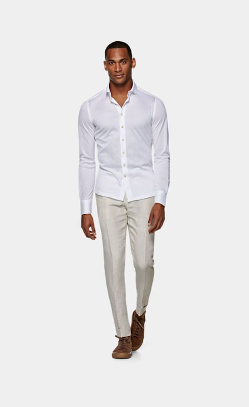 SUITSUPPLY  White Piqué Extra Slim Fit Shirt