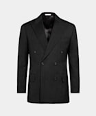 Black Herringbone Tailored Fit Milano Blazer