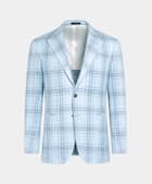 Light Blue Checked Tailored Fit Havana Blazer