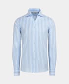 Blue Striped One Piece Collar Extra Slim Fit Shirt