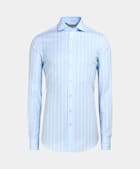 Blue Striped Poplin Extra Slim Fit Shirt