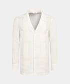 Camicia bianca plissettata vestibilità slim tasca a toppa
