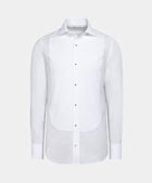 White Piqué Tailored Fit Tuxedo Shirt