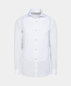 White Plisse Tailored Fit Tuxedo Shirt