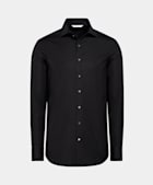 Popeline-Hemd schwarz Tailored Fit