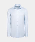 Light Blue Striped Poplin Tailored Fit Shirt