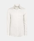 White Striped Large Classic Collar Tailored Fit Shirt