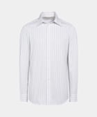 White Striped Point Collar Tailored Fit Shirt