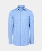 Mid Blue Striped Tailored Fit Shirt