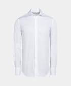 White Twill Slim Fit Tuxedo Shirt