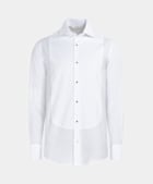 White Piqué Slim Fit Tuxedo Shirt