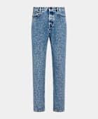 Mid Blue Washed Straight Leg Jeans