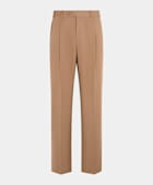 Mid Brown Wide Leg Straight Trousers