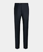 Navy Bird's Eye Slim Leg Straight Suit Trousers