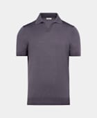 Purple Buttonless Polo Shirt 