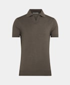 Taupe Buttonless Polo Shirt