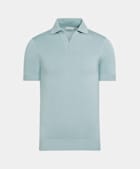 Mint Blue Buttonless Polo Shirt 