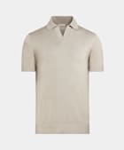 Sand Buttonless Polo Shirt 