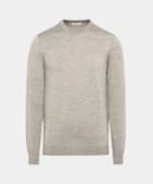 Pull col rond Merino taupe 