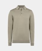 Light Green Merino Long Sleeve Polo