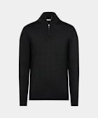 Svart merinotröja med half zip