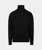 Black Merino Ribbed Turtleneck