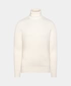 Merino Rollkragenpullover off-white Rippstrick