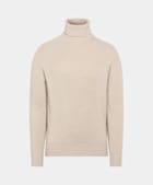 Sand Merino Ribbed Turtleneck