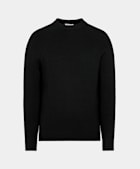 Ribbad svart crewneck i merino