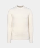 Ribbad benvit crewneck i merino