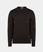 Sweter crewneck merino ciemnobrązowy