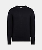 Pull col rond bleu marine