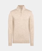 Maglia sabbia Merino mezza zip