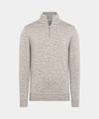 Pull semi-zippé Merino taupe