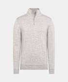 Pull semi-zippé Merino gris clair