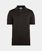 Dark Brown Buttonless Polo