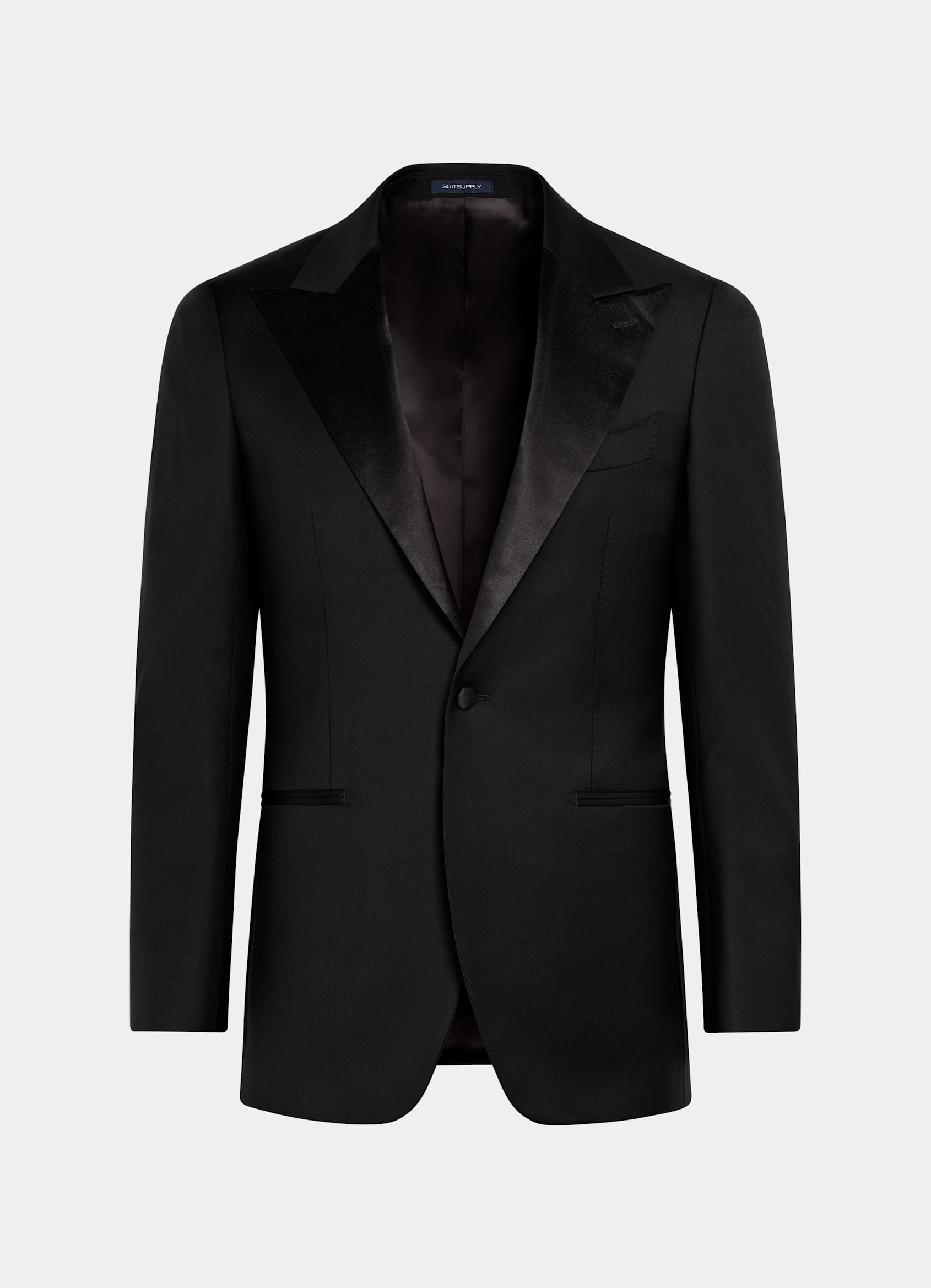 SUITSUPPLY All season Pure laine S110 par Vitale Barberis Canonico, Italie Smoking Havana trois pièces coupe Tailored noir