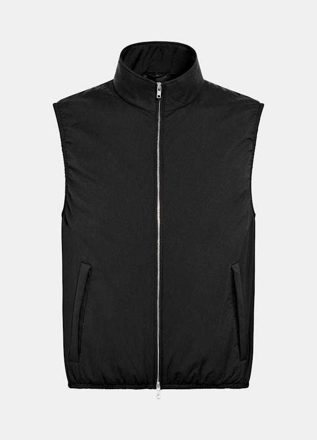 SUITSUPPLY Tejido técnico impermeable de Olmetex, Italia Chaleco acolchado ligero con cremallera negro