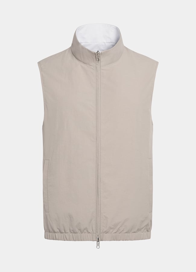 SUITSUPPLY Technical Fabric by Olmetex, Italy Light Taupe Reversible Vest