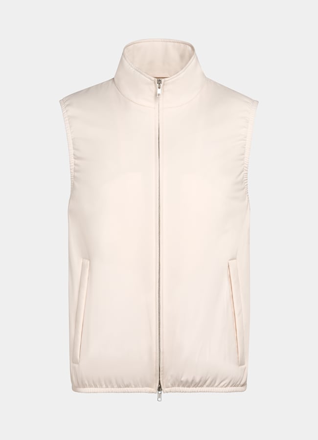 Off-White Light Padded Zip Vest in Water-Repellent Technical