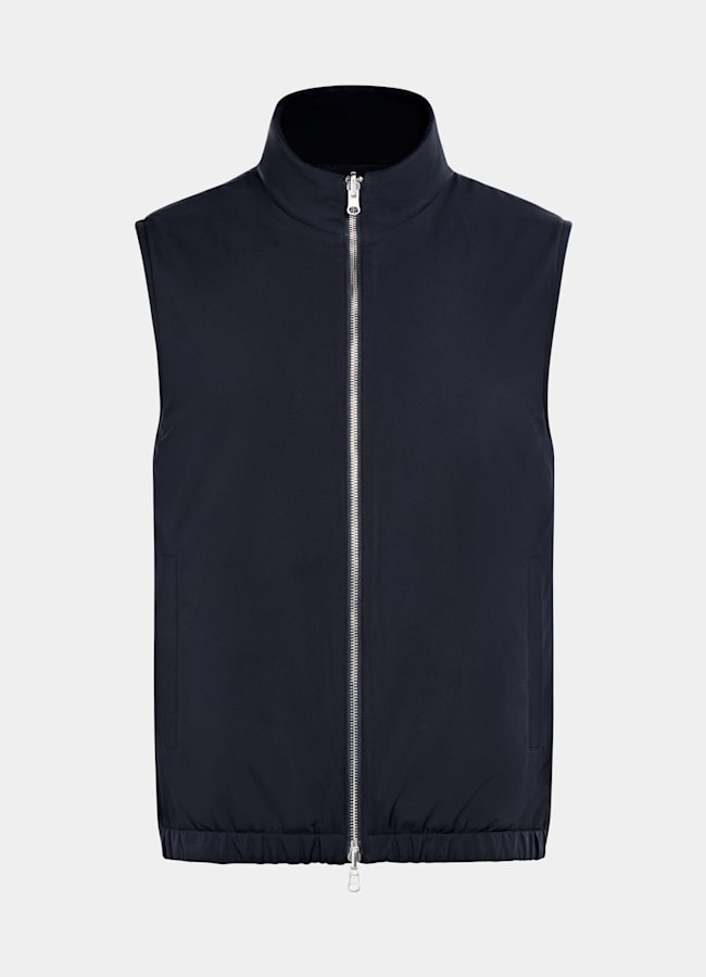 SUITSUPPLY Pure Cashmere by Colombo, Italy Navy Reversible Zip Vest